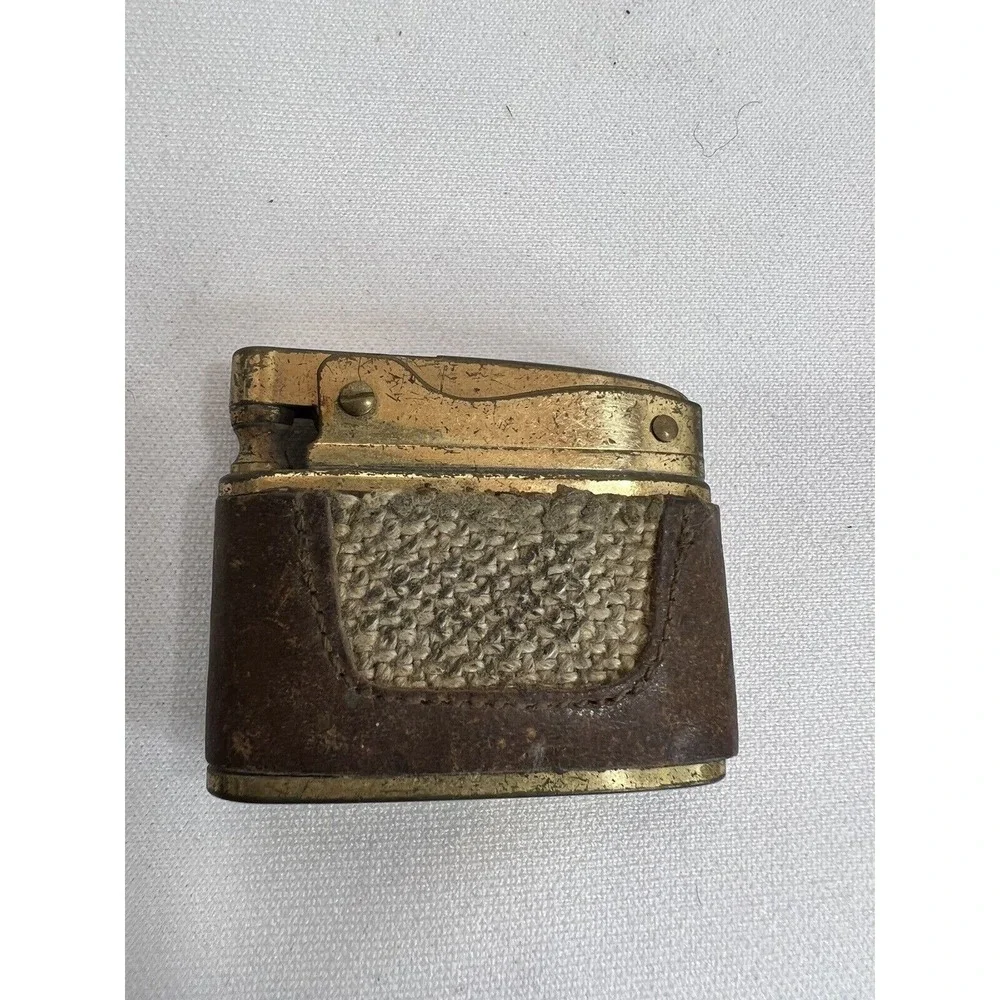 Buxton Butane Lighter Leather Wrapped Brass Retro Tobacciana Vintage